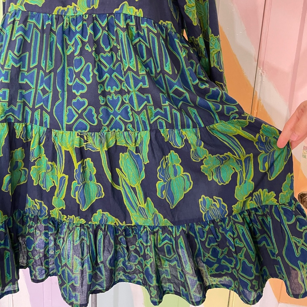 Ro's Garden Rene Tiered Navy Tulip Floral Cotton Anthropologie Dress - Sz M ๐งก๐ - Picture 5 of 14